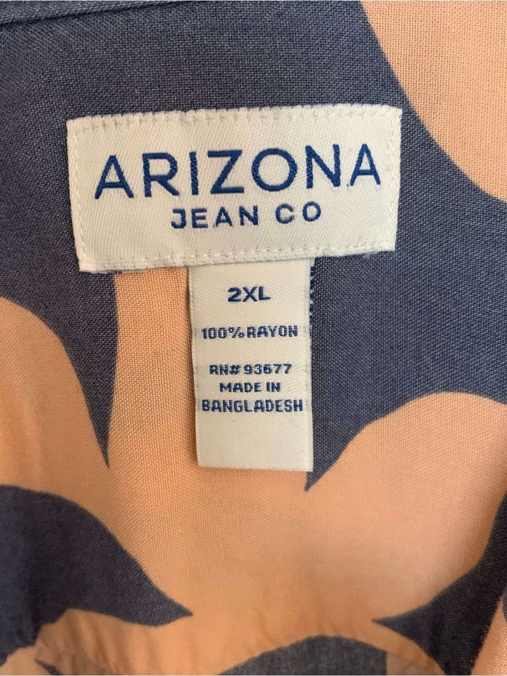 Arizona Jean Company Navy and Tan Floral Short Sleeve Button-Down - Picture 3 of 3